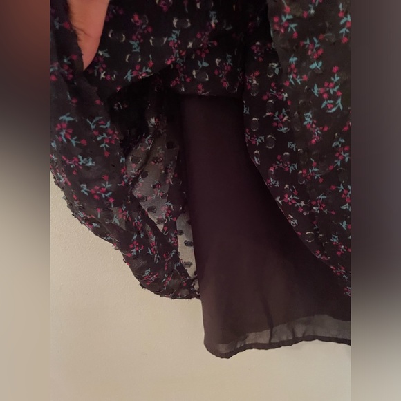 Zara Black Sheer Pink Floral Dress w/ Slip Lining size Small - Picture 6 of 8